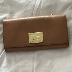 Michael Kors Tan Wallet with Gold Hardware and Smooth Finish